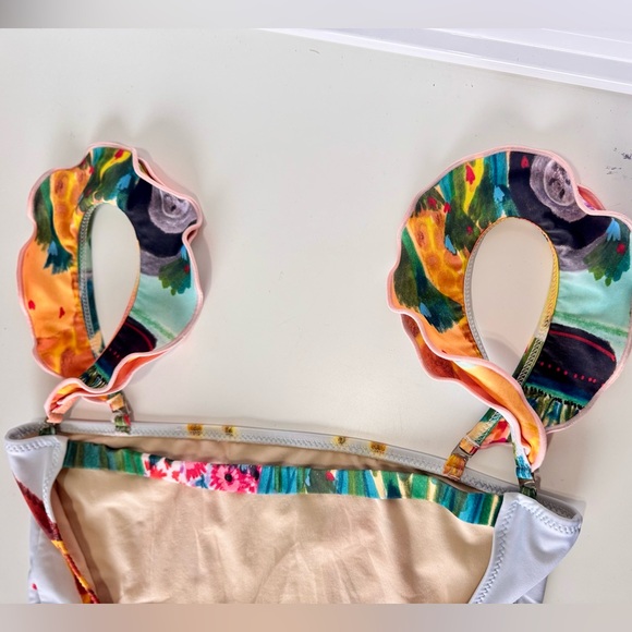 CAROLINA K. Giraffe Print Ruffle Sleeve One Piece Boho Swimsuit - Picture 12 of 16